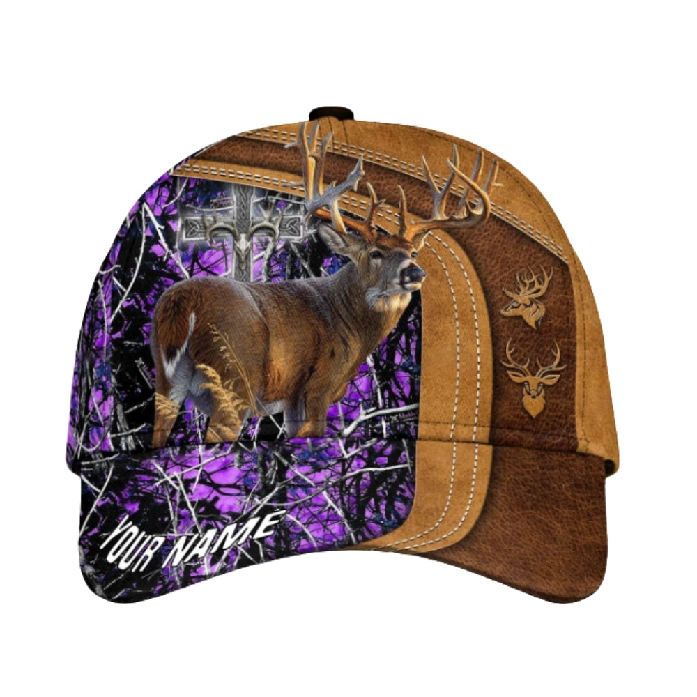Custom Camo Cross Deer Hunting 3D Baseball Cap, Custom God Deer Hunting CP0344