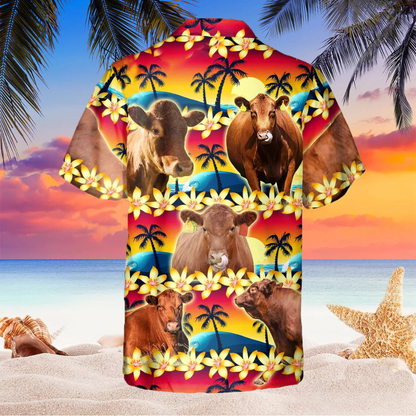 Red Angus Beach Sunset Hawaiian Shirt HO4770