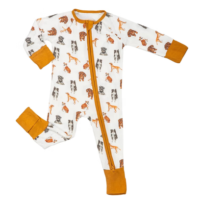 Dog Brown Baby Covertible Zippy Romper, Dog Lover Convertible Romper For Baby BB0447