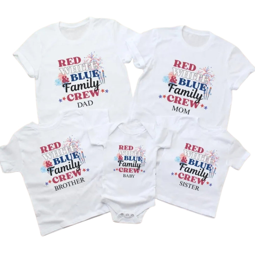 Red White Blue Family Crew Custom Matching 4th Of July T Shirt, Custom Independence Day Matching Shirts For Family ET0729