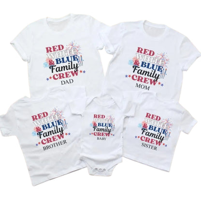 Red White Blue Family Crew Custom Matching 4th Of July T Shirt, Custom Independence Day Matching Shirts For Family ET0729