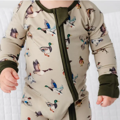 Mallard Duck Baby Convertible Romper Zipper, Duck Baby Romper Convertible BB0623