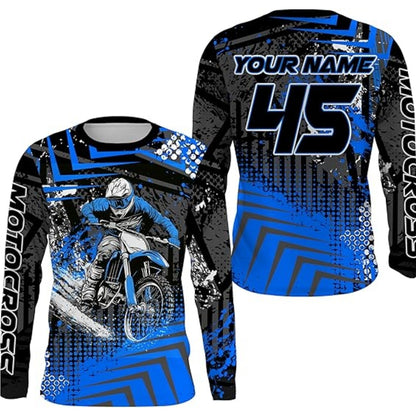 Custom Rider Men's Motocross Long Sleeve Jersey Green, Custom Racing Dirt Bike Shirts MZ0033