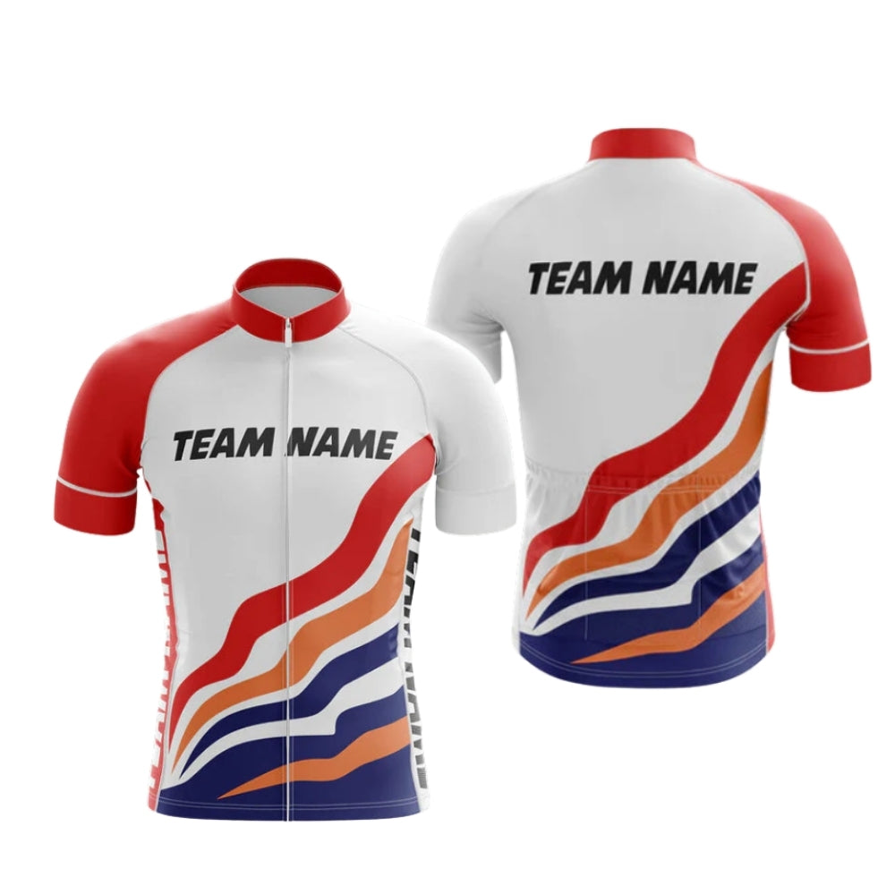 Custom Red And White Cycling Team Short Sleeve Jersey Mens, Custom Cycling Jerseys For Team CG0505