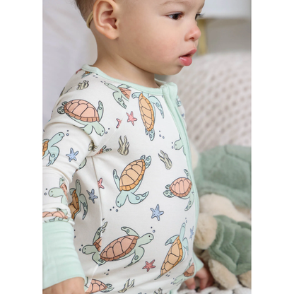 Turtle Ocean Baby Convertible Zippy Romper, Turtle Baby Romper Convertible BB0842