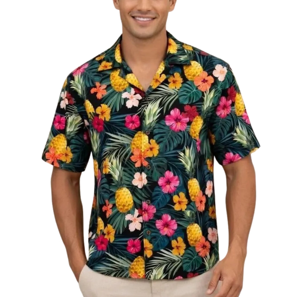 Pineapple Hibiscus Tropical Hawaiian Family Matching Shirts, Pineapple Hawaiian Family Shirts ET0892