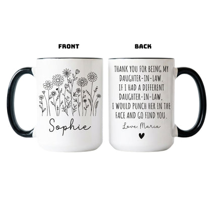 Thank You For Being My Daughter In Law Custom Name Mug, Custom Mug From Mother In Law WD0083
