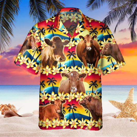 Red Angus Beach Sunset Hawaiian Shirt HO4770