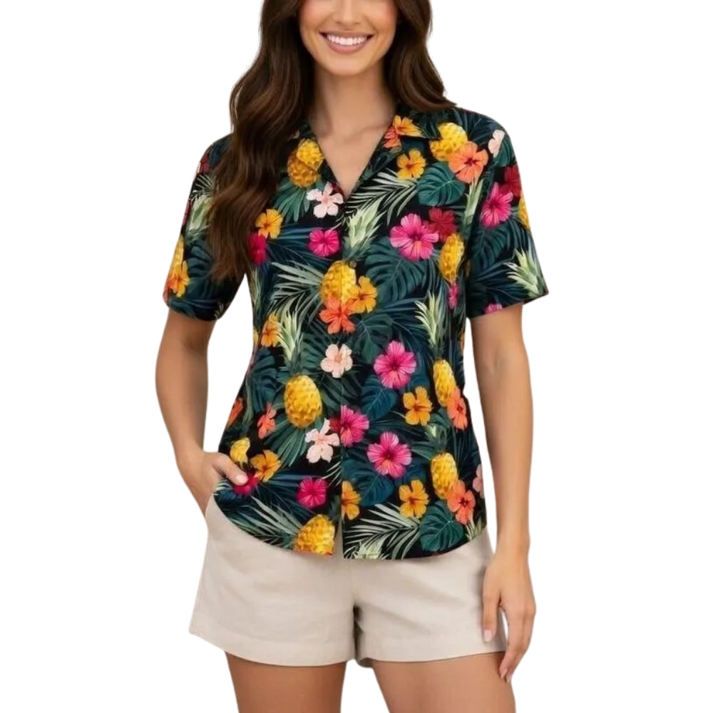 Pineapple Hibiscus Tropical Hawaiian Family Matching Shirts, Pineapple Hawaiian Family Shirts ET0892