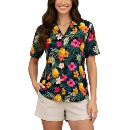 Pineapple Hibiscus Tropical Hawaiian Family Matching Shirts, Pineapple Hawaiian Family Shirts ET0892