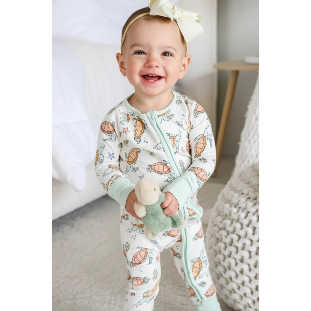 Turtle Ocean Baby Convertible Zippy Romper, Turtle Baby Romper Convertible BB0842