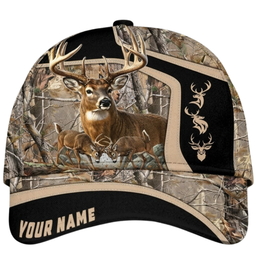 Personalized Deer Hunting Forest Baseball 3D Cap, Custom Deer Hunter Cap Hat CP0717