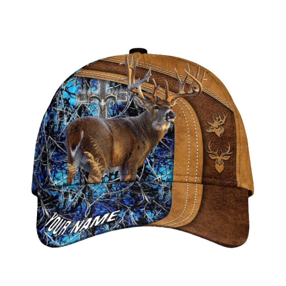 Custom Camo Cross Deer Hunting 3D Baseball Cap, Custom God Deer Hunting CP0344