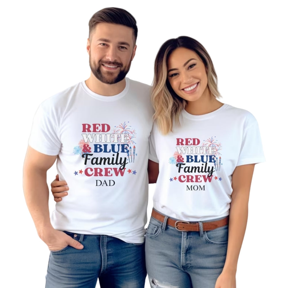 Red White Blue Family Crew Custom Matching 4th Of July T Shirt, Custom Independence Day Matching Shirts For Family ET0729