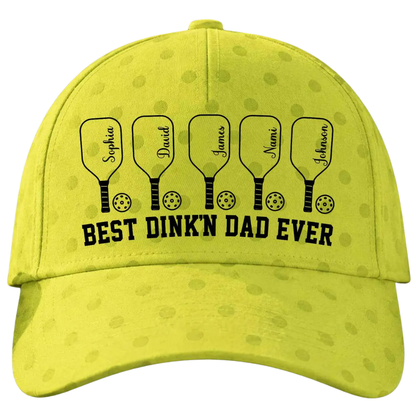 Best Dink'n Dad Ever Custom Kid Name Baseball Cap For Father's Day, Custom Dad Pickleball Cap 3D Printed CP0541