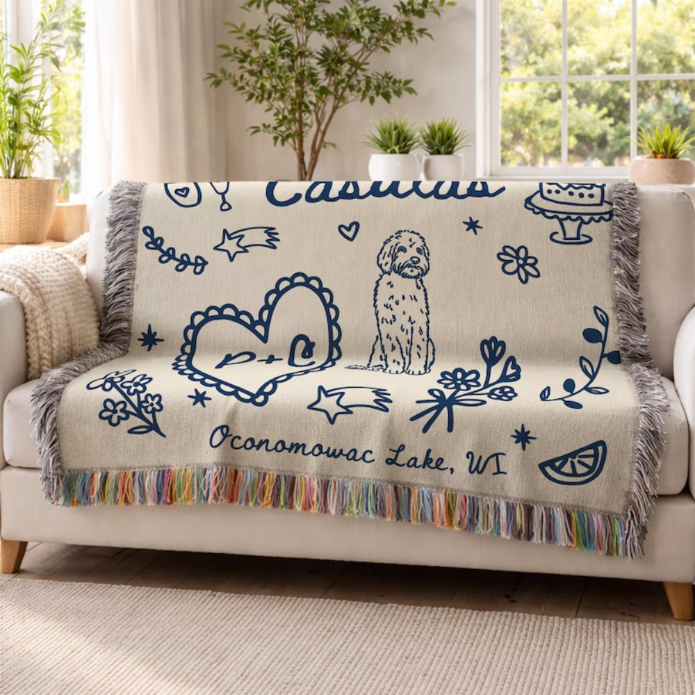 Personalized Wedding Engagement Woven Blanket, Custom Wedding Blanket Fot Couple WD0350