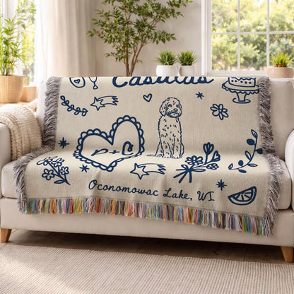 Personalized Wedding Engagement Woven Blanket, Custom Wedding Blanket Fot Couple WD0350