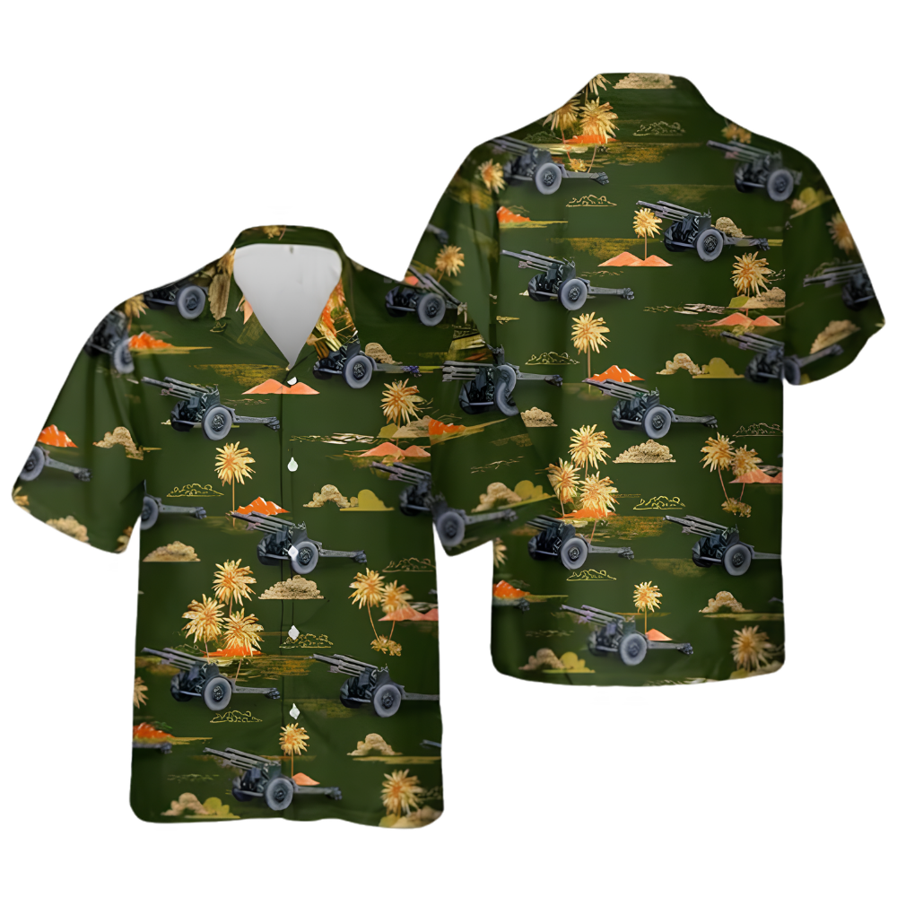 M101A1 Howitzer Artillery Tropical Hawaiian Shirt, Military Hawaiian Shirt For Veteran HE0780