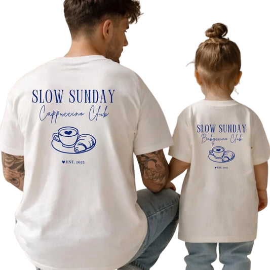 Slow Sunday Cappuccino Club Matching Daddy And Me T Shirts, Cappuccino Matching Family Shirts ET0311
