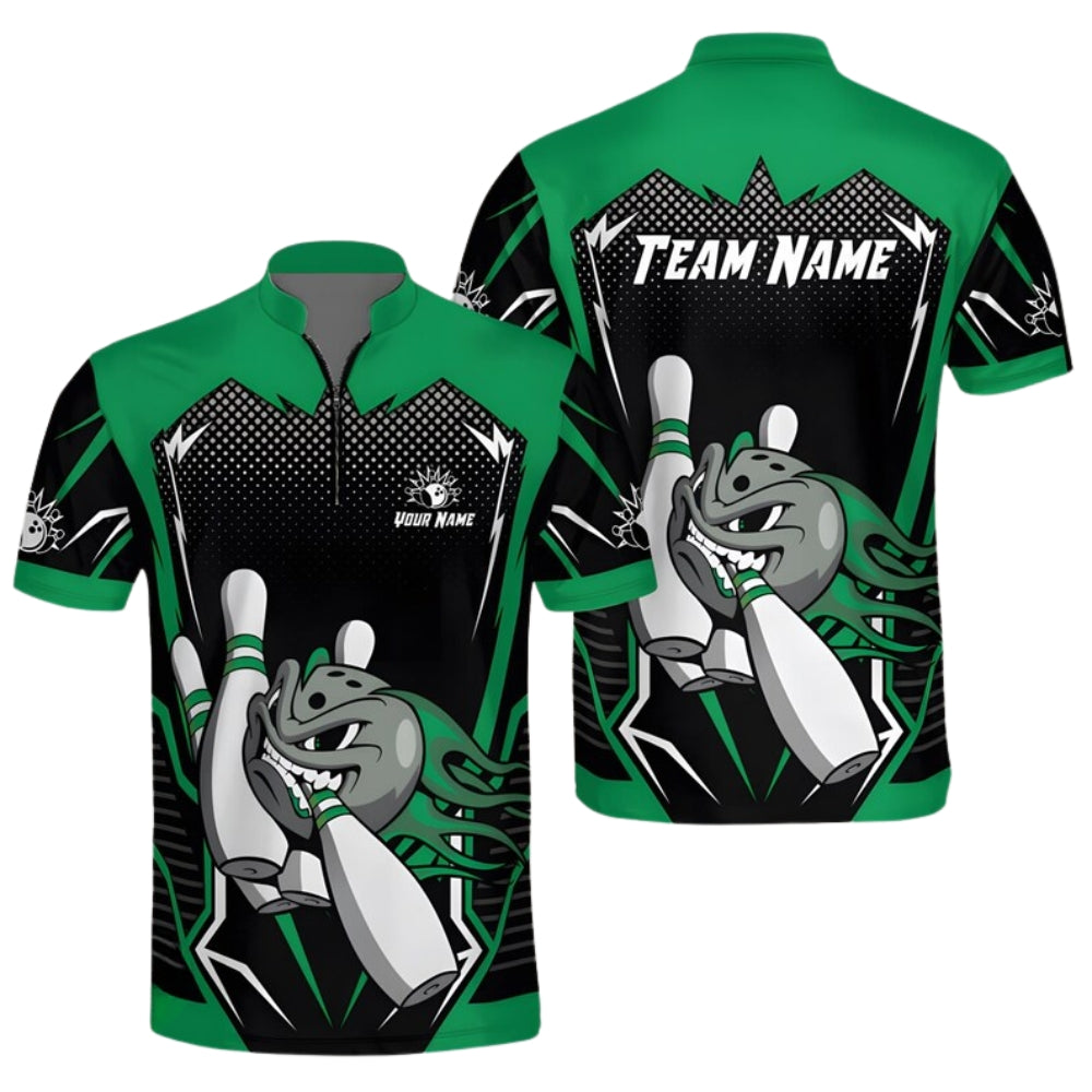 Custom Angry Ball Black And Yellow Men's Bowling Jersey, Custom Bowling Team Shirts BE0153