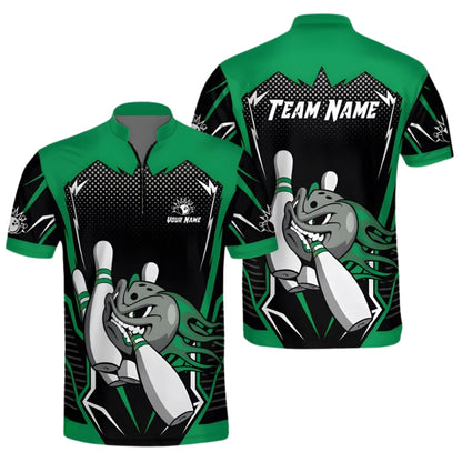 Custom Angry Ball Black And Yellow Men's Bowling Jersey, Custom Bowling Team Shirts BE0153