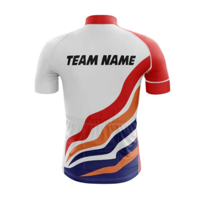 Custom Red And White Cycling Team Short Sleeve Jersey Mens, Custom Cycling Jerseys For Team CG0505