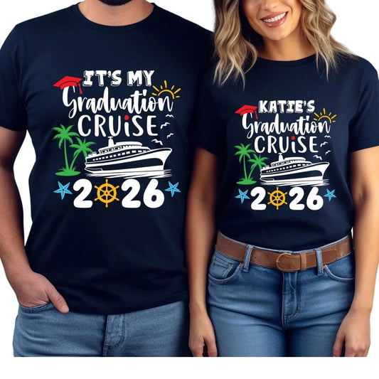 It's My Graduation Cruise Custom Matching Family T Shirts, Personalized Family Graduation Cruise Matching Shirts ET0460