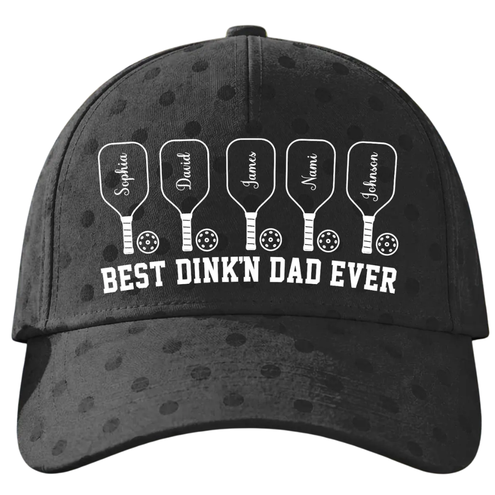 Best Dink'n Dad Ever Custom Kid Name Baseball Cap For Father's Day, Custom Dad Pickleball Cap 3D Printed CP0541