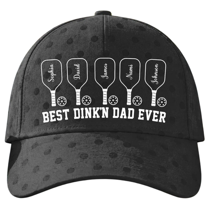 Best Dink'n Dad Ever Custom Kid Name Baseball Cap For Father's Day, Custom Dad Pickleball Cap 3D Printed CP0541