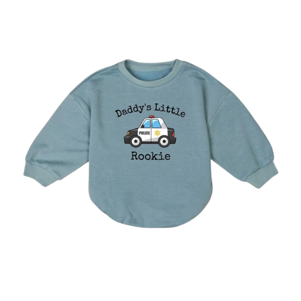 Daddy's Little Rookie Police Car Baby Romper Sweatshirt, Police Baby Romper Sweater BB0489