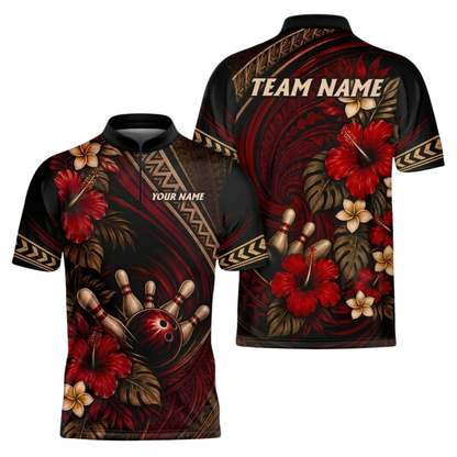Custom Tribal Tropical Bowling Mens Jersey Shirts, Custom Tribal Bowling Shirts For Team BZ1105