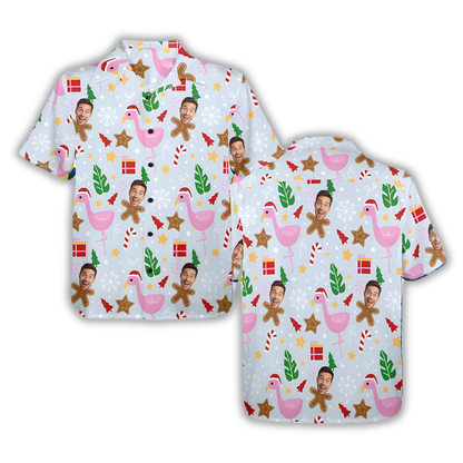 Custom Photo Christmas Tropical Hawaiian Shirt For Men Women, Custom Funny Faces Christmas Hawaiian Shirt HE0880