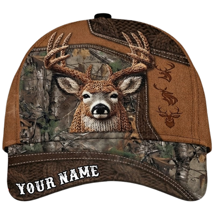 Custom Buck Deer Baseball 3D Printed Cap, Personalized Deer Hunting Hat CP0613
