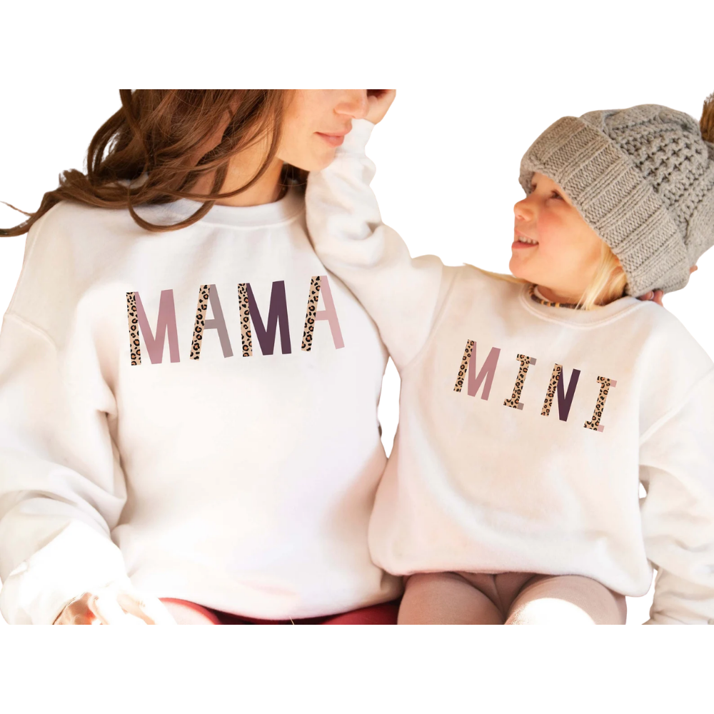 Leopard Mama And Mini Matching Sweatshirt, Mommy And Daughter Sweatshirt ET1378