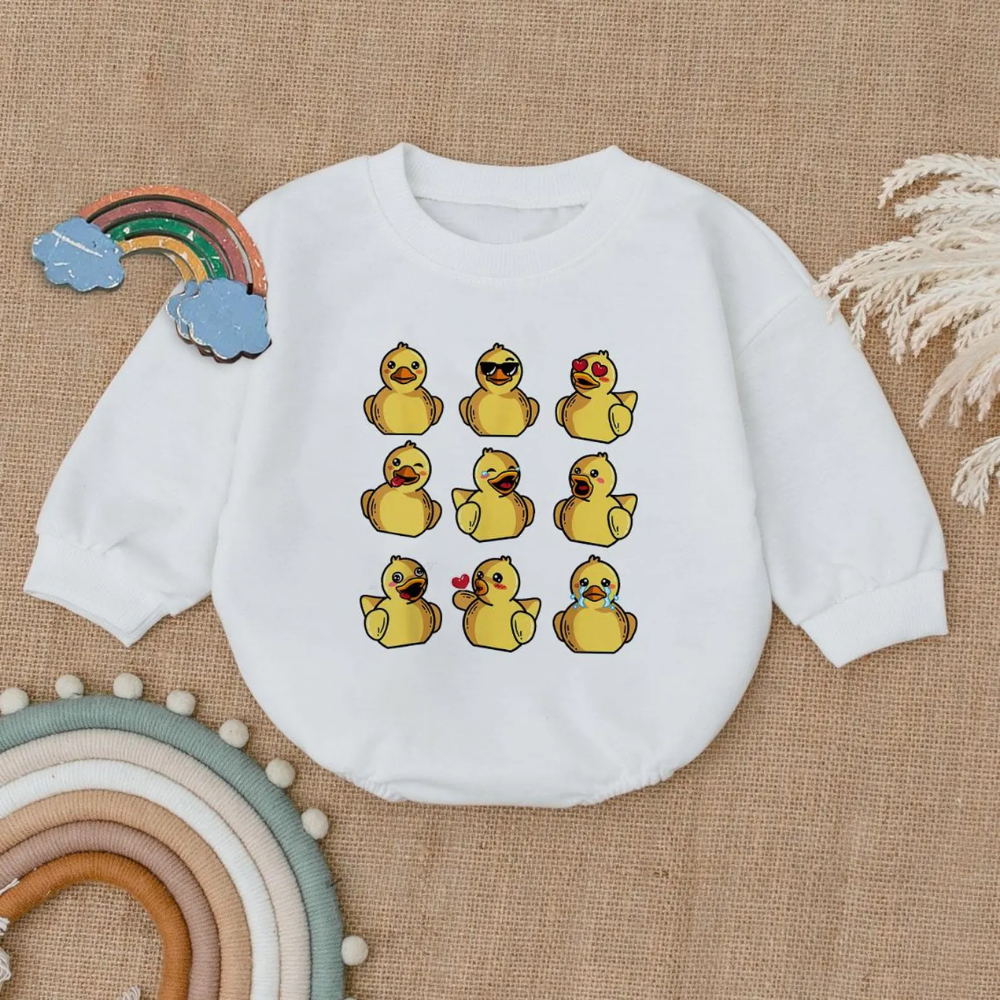 Fun Rubber Duck Baby Romper Sweatshirt, Duck Lover Baby Romper Sweatshirt BB0109