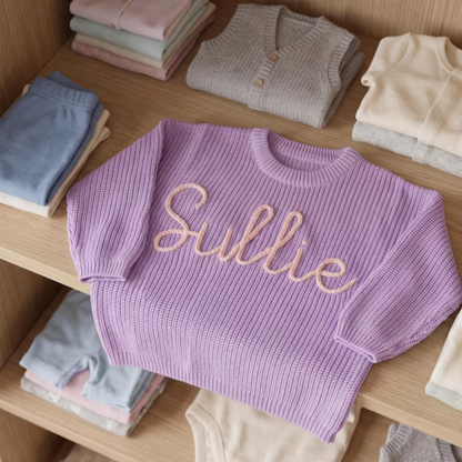 Custom Embroidered Name Baby Knit Sweater, Personalized Baby Knit Sweatshirt BB0128