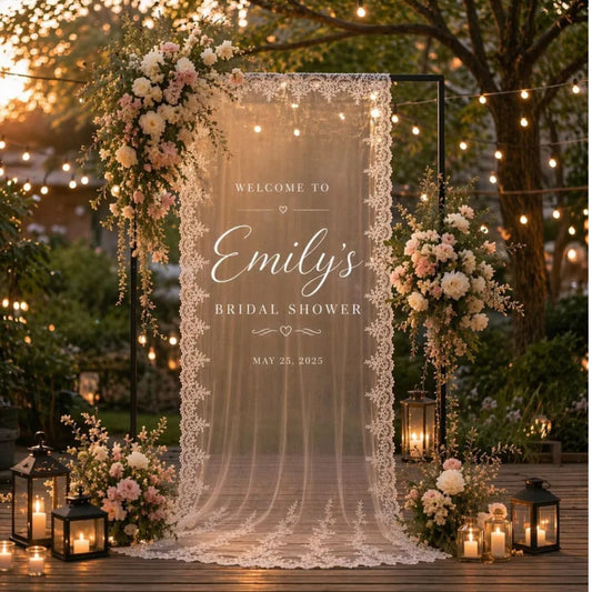 Bridal Shower Personalized Lace Welcome Sign Banner, Custom Lace Bridal Shower Welcome Banner WD0241