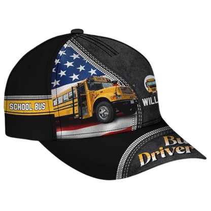Personalized Bus Driver Baseball Cap, Custom Name Bus 3D Printed Cap Hat CP0451