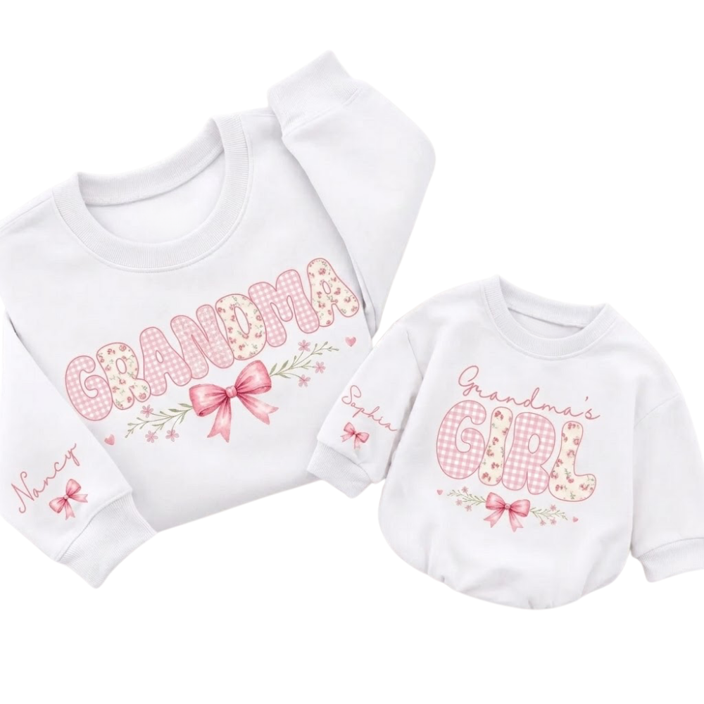 Grandma And Grandma's Girl Custom Name Matching Sweatshirt, Custom Grandma And Grandkid Sweatshirt ET1418