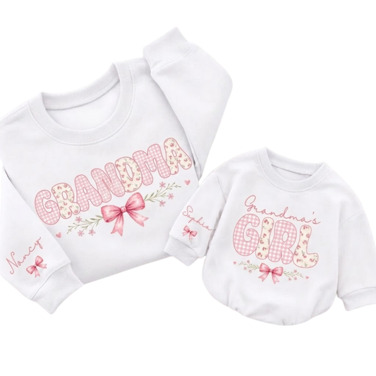 Grandma And Grandma's Girl Custom Name Matching Sweatshirt, Custom Grandma And Grandkid Sweatshirt ET1418