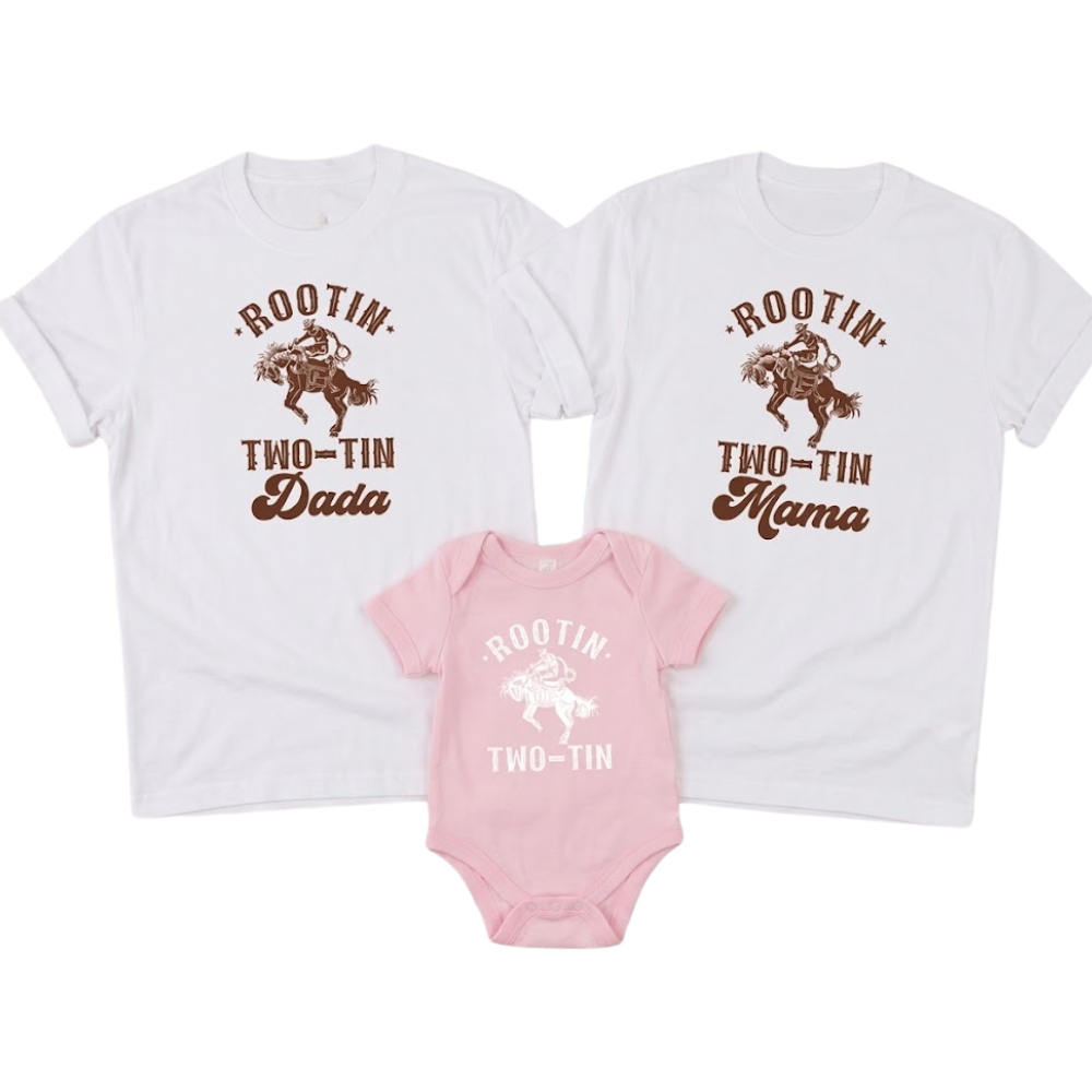 Rootin Two-tin Custom Cowboy Birthday Family Matching T Shirt, Personalized Birthday Western Family Shirts ET1192