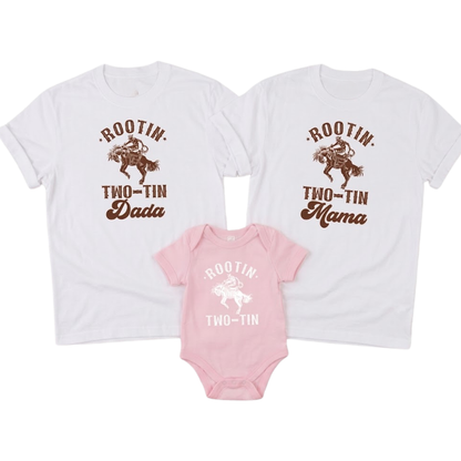 Rootin Two-tin Custom Cowboy Birthday Family Matching T Shirt, Personalized Birthday Western Family Shirts ET1192