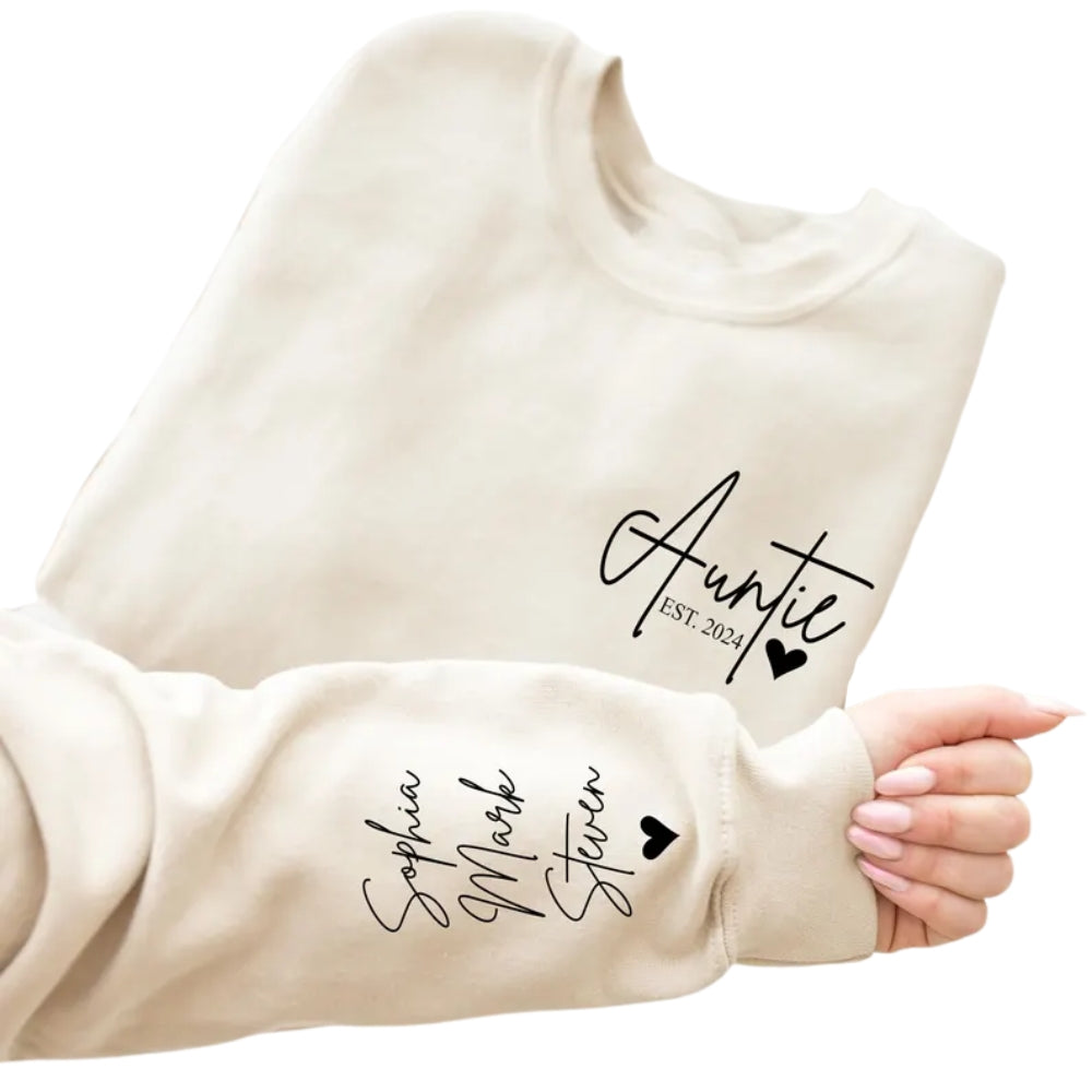 Custom Auntie Sweatshirt With Nieces Nephews Names, Custom Sweatshirt For New Aunt 2D0416