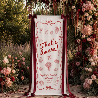 Custom That's Amore Brial Shower Fabric Welcome Sign, Custom Italy Bridal Shower Party Banner WD0485