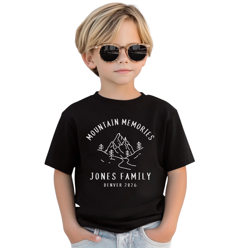 Moutain Memories Custom Camping Family Matching T Shirts, Personalized Camping Vacation Family Shirts ET1236