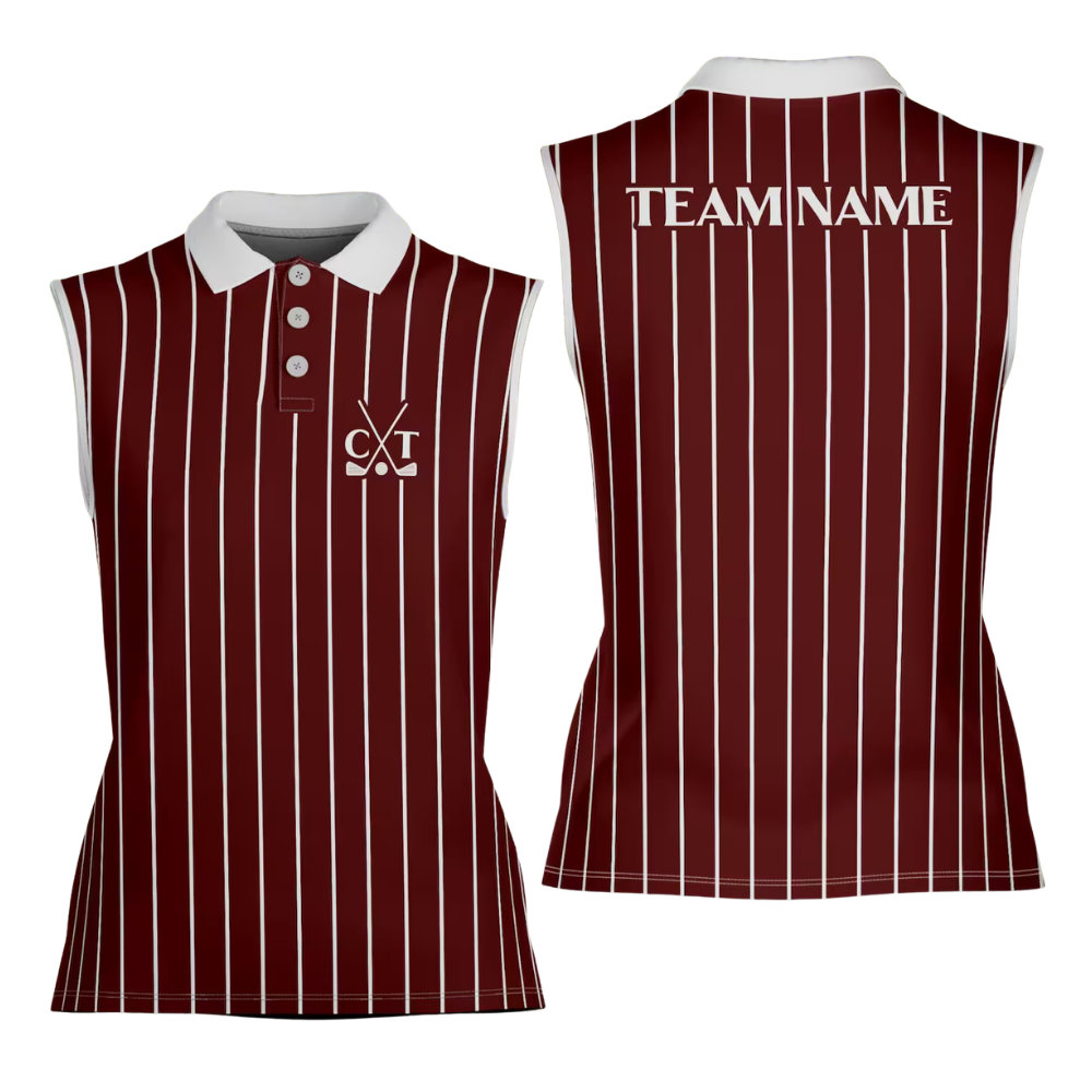 Custom Green Pink Womens Sleeveless Golf Shirt, Custom Team Golf Shirt For Women GE0571