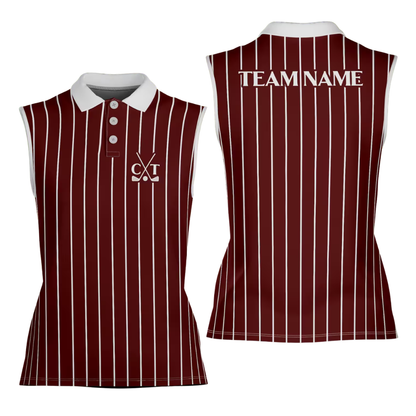 Custom Green Pink Womens Sleeveless Golf Shirt, Custom Team Golf Shirt For Women GE0571