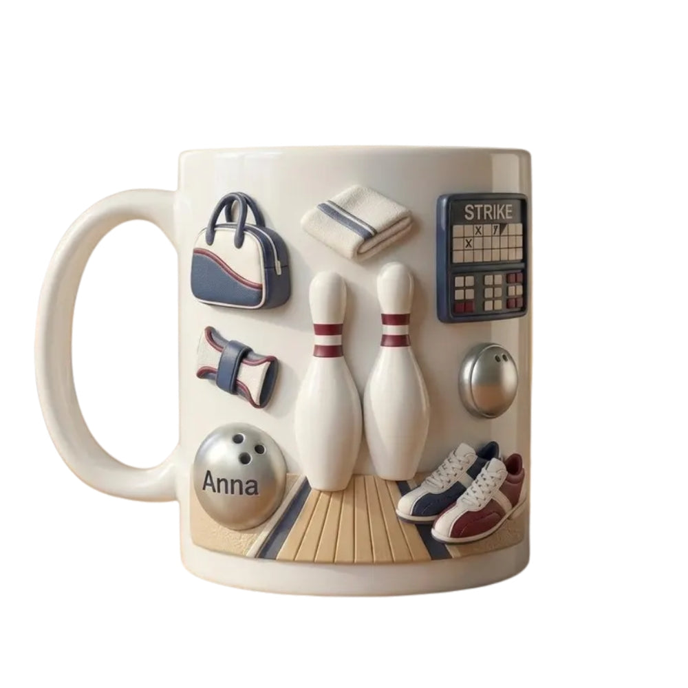 Personalized Bowling 3D Printed Coffee Mug, Custom Bowling Players Mug With Name ET0107