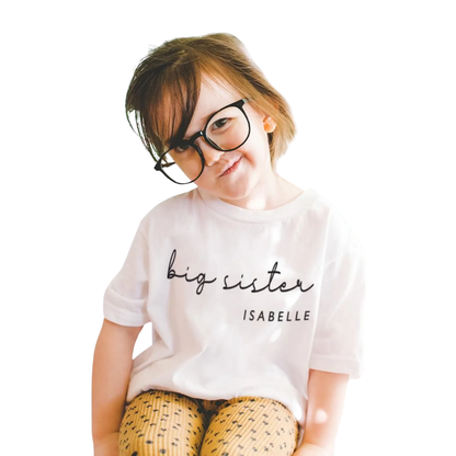 Big Sister Custom Name Matching T Shirt, Custom Baby Reveal Sibling Shirts ET1263