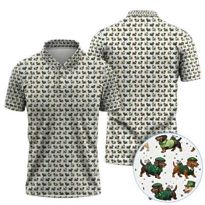 Dachshund Patrick Day Golf Polo Shirt For Mens, Dachshund Lover St Patrick's Day Golf Shirts GE0258